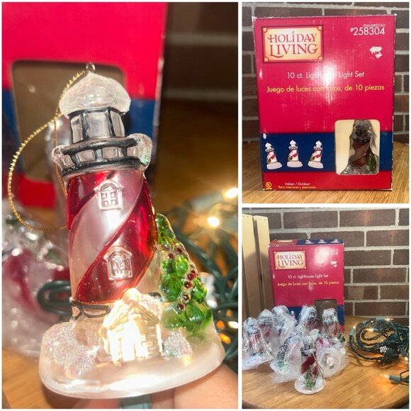 Holiday living 10 lights lighthouse set #258304 Indoor outdoor Strand In box - Picture 1 of 6